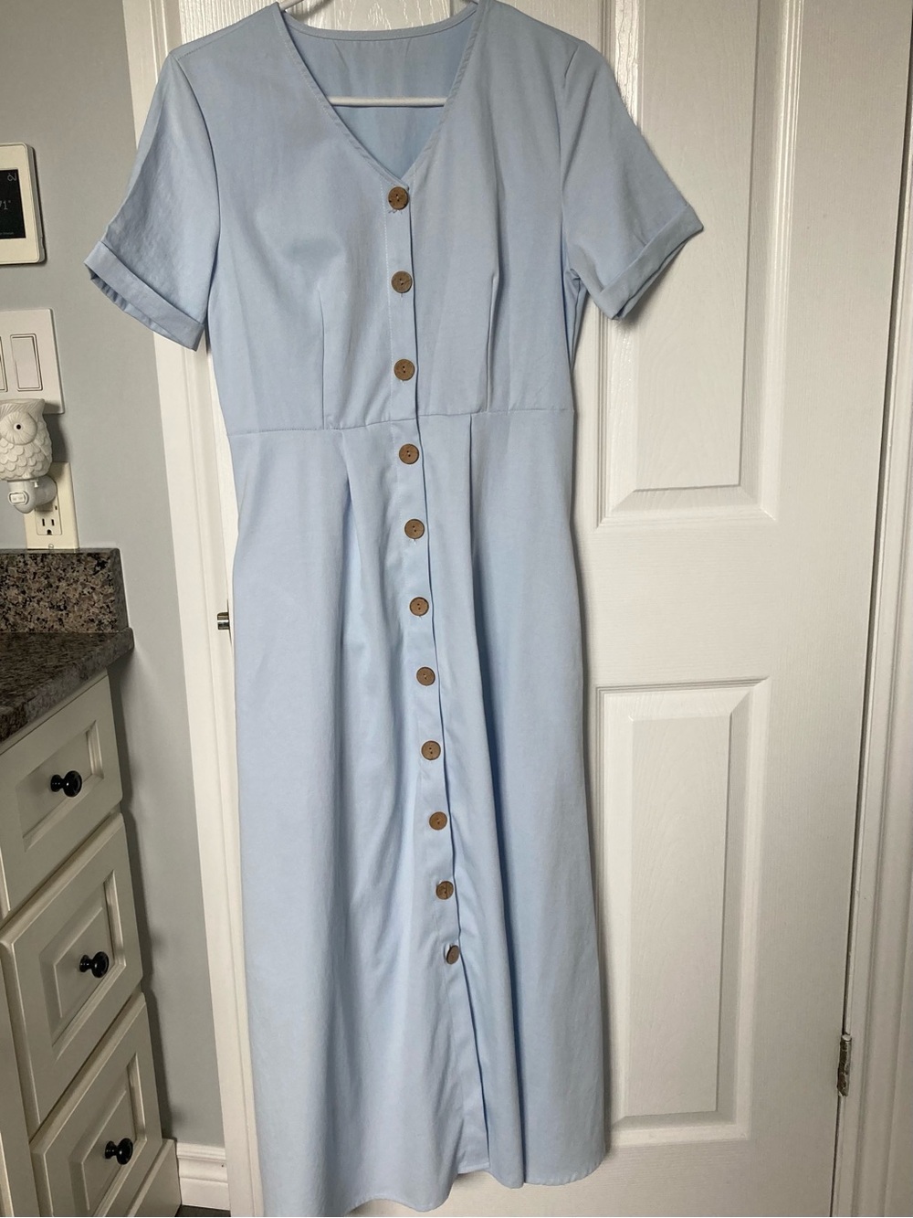 Light Blue Button-Front Women’s Dress